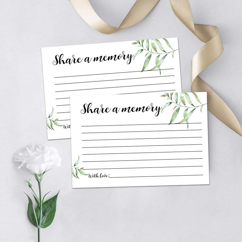 Giftideaworkshop 50 Greenery Share A Memory Cards for Celebration of Life Birthday Anniversary Memorial Funeral Graduation Bridal Shower Game, Guest Book Ideas, and Alternatives.4x6 Inches. - Image 4